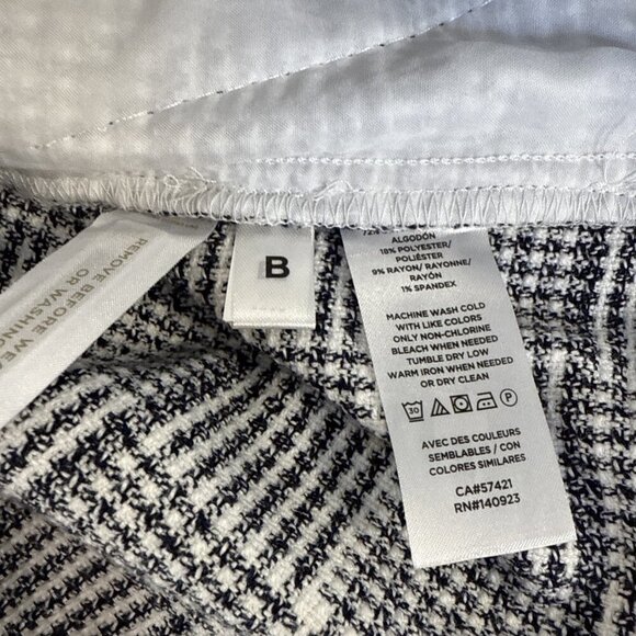 Loft Shorts Size 14 Women White Black Design Pockets High Waist Cotton Blend NWT - Picture 3 of 7